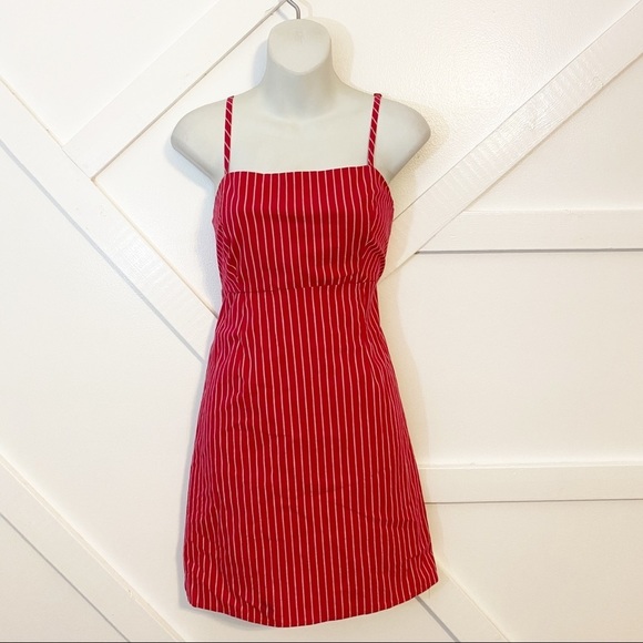 Kendall & Kylie Dresses & Skirts - Kendall & Kylie Pacsun Vertical Striped Square Neck Sleeveless Mini Dress Pink M